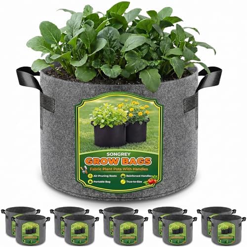 Songrey 10-Pack 5 Gallon Grow Bags