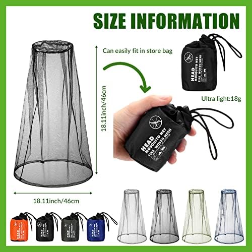 HESTYA 4 Pack Mosquito Head Net Mesh Face Cover Outdoor, Stylish Colors