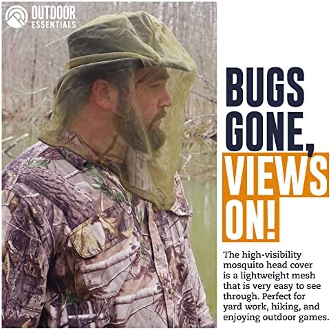 Mosquito Head Net Mesh Face Cover – Bug Face Netting Protection Against Gnats, Midges, Black Flies – Head Net for Men & Women, Hunting, Fishing, Camping, Gardening – No-See-Um Insect Netting