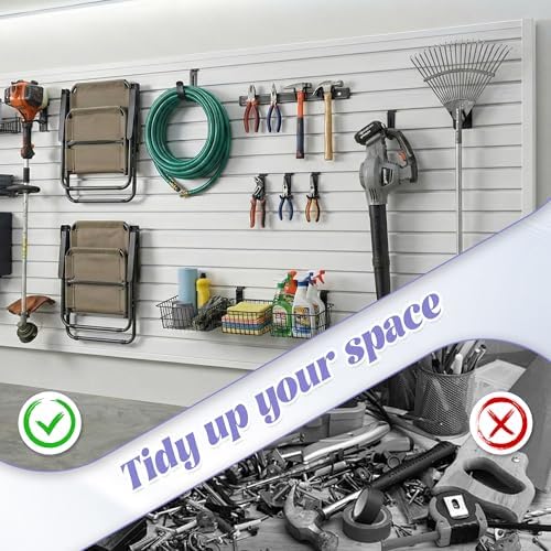 SMARTSTANDARD Heavy Duty PVC Slatwall Panels 4x8 ft, Interlocking Garage Wall Organizer System, Tool Board for Retail Display, Workshop & Home Storage - White