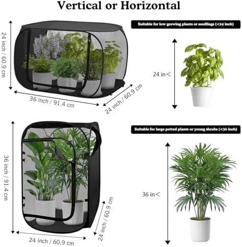 Pop Up Garden Mesh Plant Protectors Tent Net Cage, Pest Guard Covers for Protect Outdoor Vegetables Strawberry Fruit Flowers Shrubs from Birds Insects (1, Black)