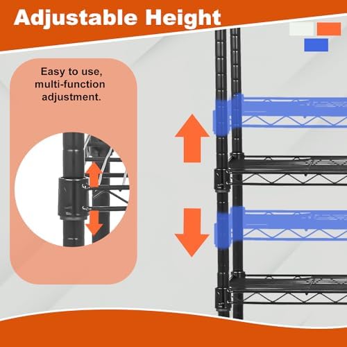 PayLessHere | 3-Tier Wire Shelf Shelving with Wheels | 23"x13"x31" | Black