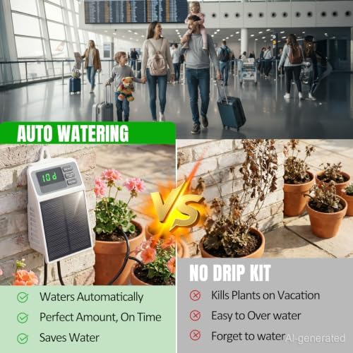 Solar Automatic Drip Irrigation System,Auto Self Watering Kit with Timer