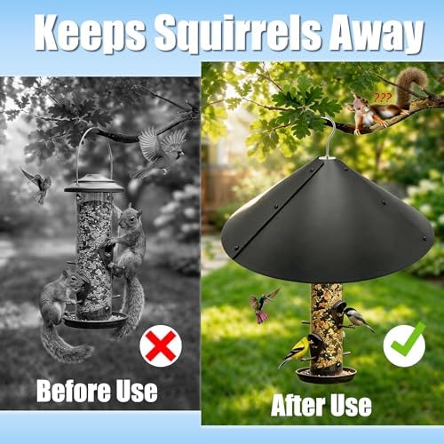 ForeverSong Squirrel Baffle for Bird Feeder, 16.5 Inch Hanging Mount, Black