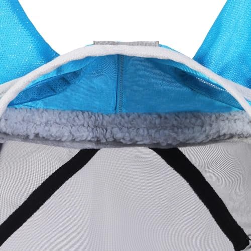 Harrison Howard CareMaster Pro Luminous Horse Fly Mask Large Eye Space Long Nose with Ears UV Protection for Horse Sky Blue S Pony
