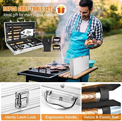 Cifaisi 38Pcs BBQ Tools Grilling Accessories Set with Aluminum Case