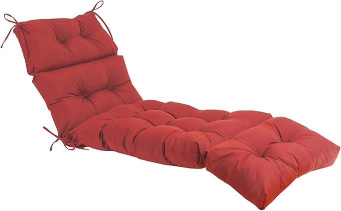 QILLOWAY Indoor/Outdoor Chaise Lounge Cushion,Spring/Summer Seasonal Replacement Cushions. (RED)
