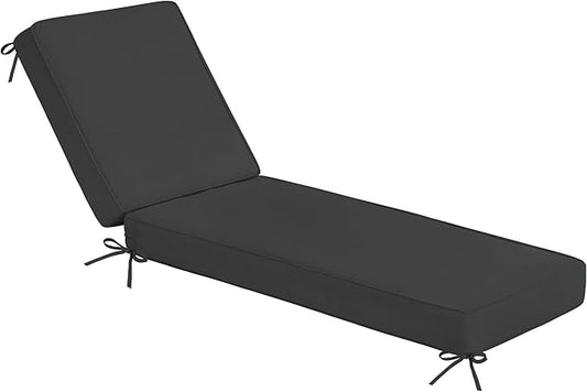Sundale Outdoor Olefin Chaise Lounge Cushion, Water-Resistant Patio Lounge Chair Cushion, Thick Lounger Pad with 4 Straps Dark Gray, 80 x 26 x 4 Inches