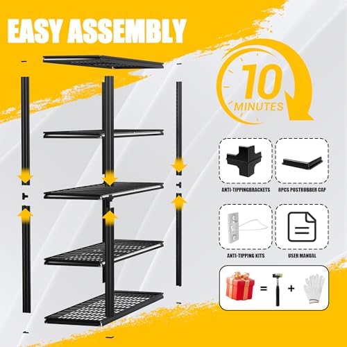 Durstruct 5 Tier Heavy Duty Metal Shelving Unit, 60”W x 24”D x 72”H