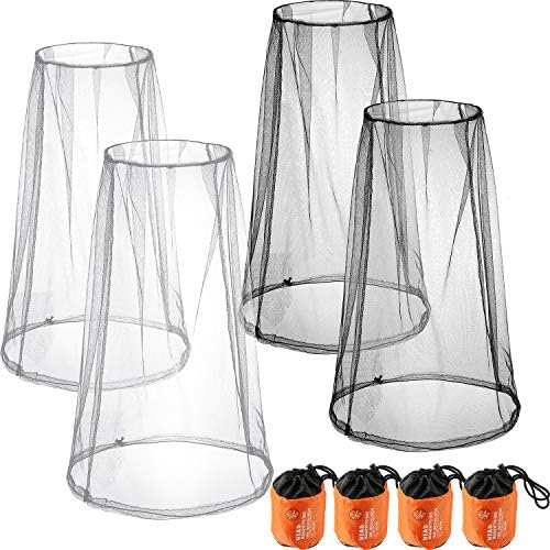 HESTYA 4 Pack Mosquito Head Net Mesh Face Cover Outdoor, Black, Gray