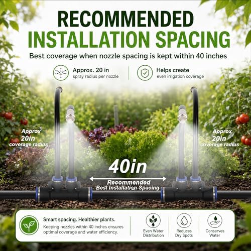 50FT High-Flow Irrigation System for Garden, 12mm Main Tubing,30 Nozzles