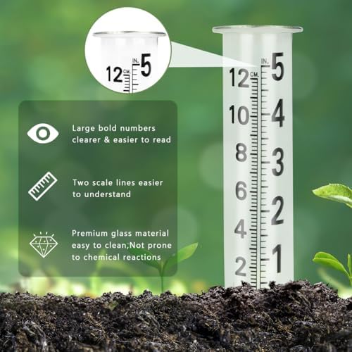 5'' Capacity Rain Gauge Replacement Tube Glass, 2 Pcs