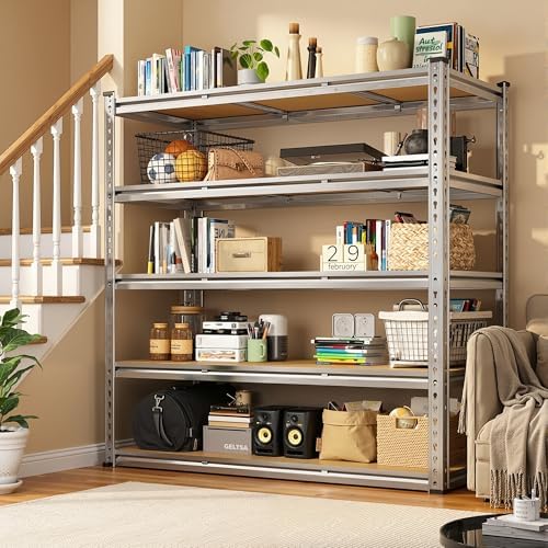 Garage Shelving Load 3050LBS, 5-Tier Storage Shelves, Adjustable Garage Shelves, Shelving Units and Storage, Metal Shelf for Kitchen, Pantry, Warehouse, 48" W x 71.9" H x 17.9" D, Galvanized