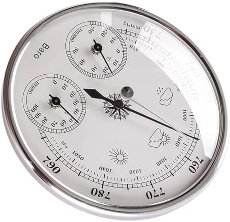 All Season Thermometer Barometer Hygrometer, Aluminum Indoor Outdoor Weather Instrument, 5.12 Inch Dial for Home Office Patio Garden