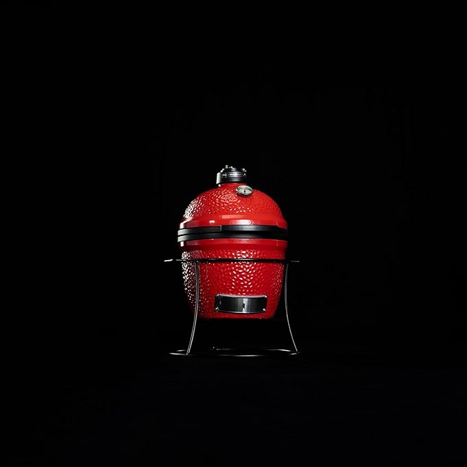 Kamado Joe Joe Jr 13.5-inch Portable Ceramic Charcoal Grill with Grill Stand, Stainless Steel Cooking Grate, Heat Deflectors and Ash Tool in Red, Model KJ13RH