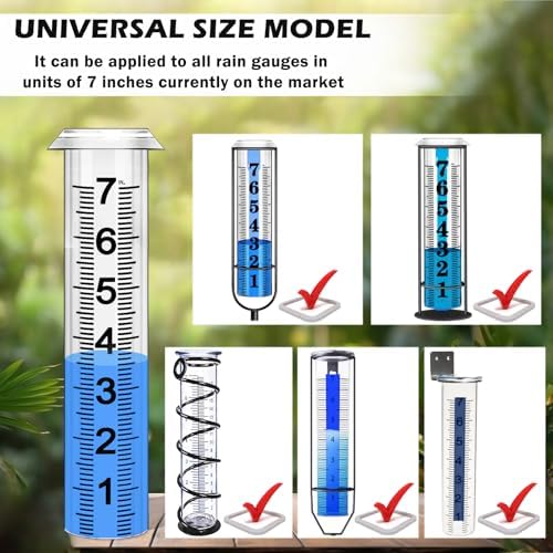 Rain Gauge Replacement Tube, Rain Gauge Outdoor Best Rated Tube,7" Capacity Accurate Rain Gauge Tube, Rain Gauge Outdoor Freeze Proof Measure Tube,2 pc Plastic Rainfall Meter Tube with 1 Brush