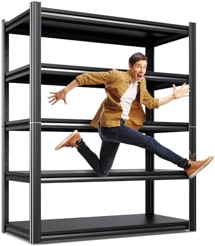 71.2''H /35.4''W Storage Shelves Adjustable Garage Shelving,Heavy Duty Shelving Unit,5T Tall Garage Shelves，Metal Standing Shelf Units,Utility Rack for Kitchen Warehouse Industrial Basement