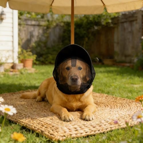 Dog Outdoor Protection Mask, Breathable Adjustable Mesh Head Guard for Small and Medium Dogs, Face Cover for Hiking, Camping and Travel