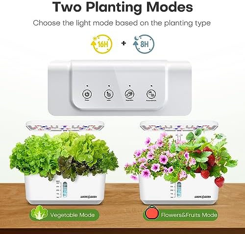 Ahopegarden Indoor Garden Hydroponics Growing System: 10 Pods Kit with LED