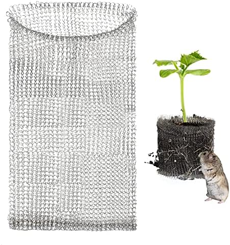 Keebgyy Metal Mesh Bag, Gophers Resistant Stainless Steel Mesh, Stainless Steel Wire Mesh Vole Mesh Metal Mesh Bag, Flowers Rodent Proof Wire Baskets for Plants, Planter for Garden Lawn(#27)