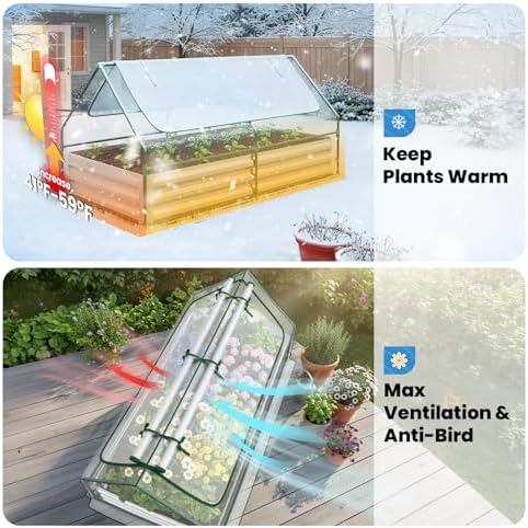 Quictent 6x3x1ft Galvanized Raised Garden Bed with Cover