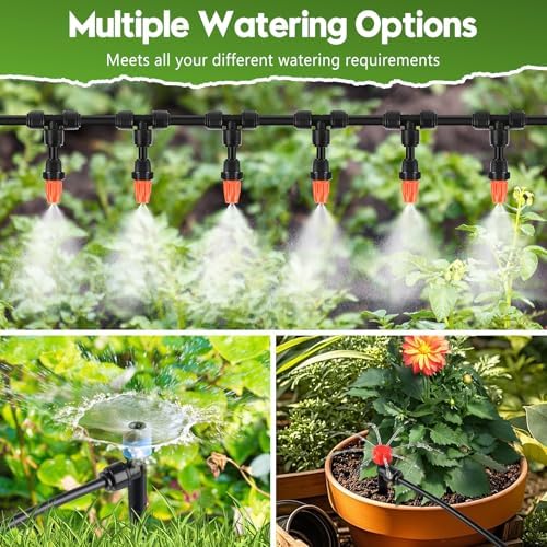 240FT Drip Irrigation System for Garden, 2026 Upgraded Quick-Connect Automatic Garden Watering System with 1/2" & 1/4" Tubing and Adjustable Nozzle Emitters for Greenhouse, Yard, Lawn, Raised Bed