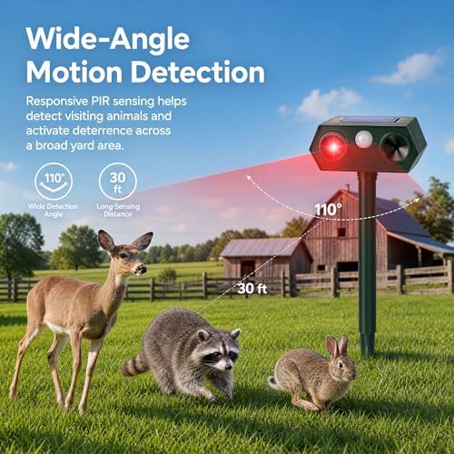 2026 Sonic Fortress Pro Deer Repellent Devices, Racoon Repellent Outdoor Squirrel Fortress Pro IP65 Animal Repeller Cat Deterrent with Motion Sensor&Light to Scare Bear Dog Out of Garden Yard(2Pack)