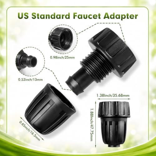 6 Pack Drip Irrigation Parts 1/2 Inch Irrigation Tubing to Garden Hose Adapter, Heavy-Duty Locking PP Fitting for Lawn Greenhouse Watering, 3/4 Inch FHT to 16mm Threaded Connector