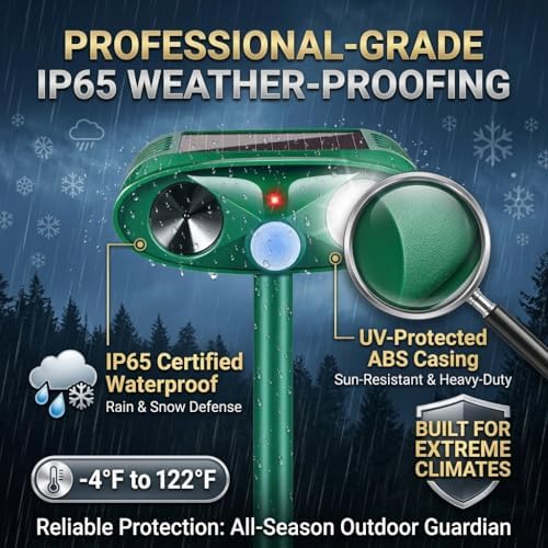 2 Pack Upgraded Sonic Fortress Pro Deer Repellent Cat Deterrent Solar Ultrasonic Animal Repellent Outdoor with Motion Sensor Strobe Light for Skunk Rabbit Raccoon Squirrel Fortress Pro for Yard Garden
