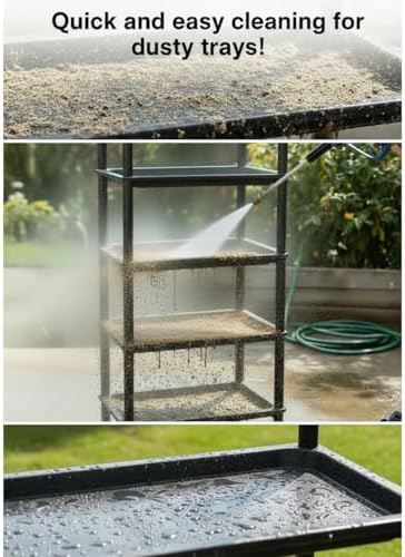 RooTrimmer 5-Tier Seed Starter Trays, Plant Stand, with Bottom-Watering Design– Reinforced Thickened Shelf for Small Pots, Balcony/Indoor Seed Starting & Greenhouse, Black