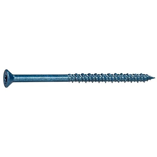 Blue Ruspert Star Drive Flat Head Masonry Screws, 100 Pieces - 1/4" x 3-1/4" Self-Tapping Concrete Masonry Screws, Fasteners for Interior & Exterior Construction, Repair