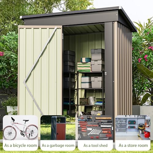 Patiowell 5x3 FT Outdoor Storage Shed, Brown