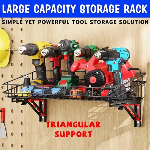 ULIBERMAGNET Large Folding Garage Shelf,Heavy Duty Wire Basket Storage Shelving,400LB Wall Mounted Storage DIY Folding Utility Racks for Garage, Office, Basement, Closet, Kitchen, Laundry