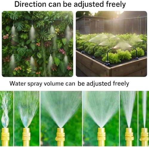 Automatic Garden Irrigation System 100ft with 18 Adjustable Copper Nozzles