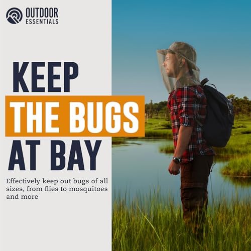 OutdoorEssentials Mosquito Head Net Mesh Face Cover – Bug Face Netting for Men & Women, Black Fly & Gnat Protection - Beige, 1 Piece