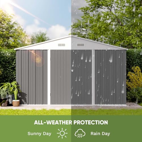 Patiowell Outdoor Storage Shed, 10 x 8 FT, Grey