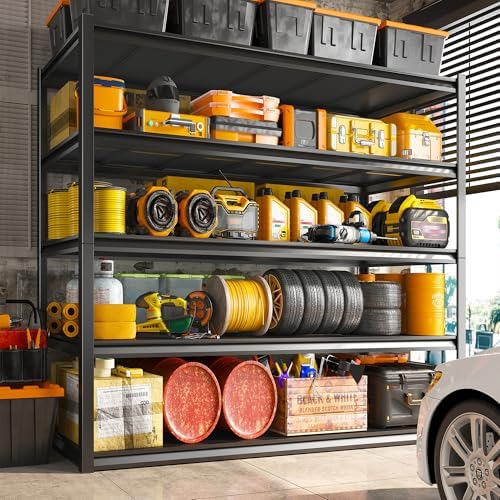 REIBII Garage Shelving 48.2" W Storage Shelves 3000LBS Metal Shelving Heavy Duty Adjustable Metal Shelf 5 Tier Pantry Shelves for Basement Warehouse Supermarket 72.2" H x 24.2" D x 48.2" W, 3 Pac
