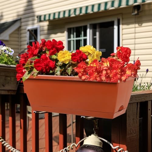 12Pcs 17Inches Rectangle Planter Box with Drainage Holes and Trays