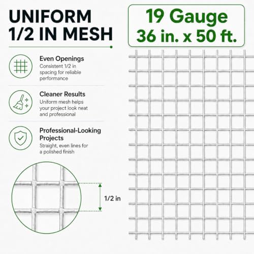GoldPeak Hardware Cloth 1/2 inch Chicken Wire Fencing 36 x 50 ft 19 Gauge