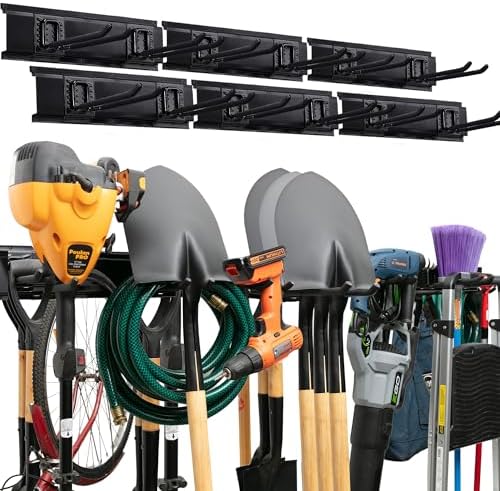 TIDYME Garage Tool Organizer Wall Mount, 96", 6 Racks 12 Hooks, 600 lbs
