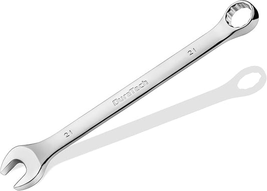 DURATECH 21mm Combination Wrench, Metric, CR-V Constructed with Mirror Polish, 12-Point, 15-Degree Offset