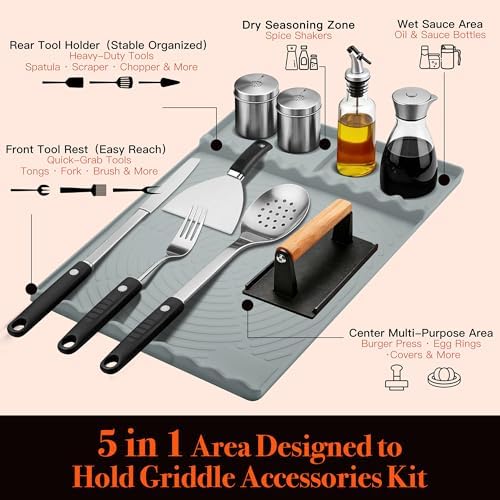 Silicone Grill Mat for Blackstone Griddle Accessories (Gray-2Pack)