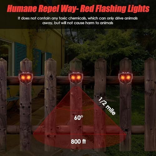 Solar Nocturnal Animal Repeller Outdoor with Predator Eyes Auto Activate Predator Deterrent Guard Lights for Coyote Skunk Deer Fox Raccoon,Nighttime Protection for Chicken Coop Yard Garden, 4 Pack