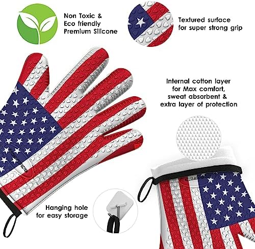 KITCHEN PERFECTION Silicone Smoker BBQ Gloves - Heat Resistant Oven Mitts
