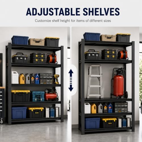 SAWJEC 72" H Garage Shelving Unit, 48" W x 24" D Heavy Duty Rack
