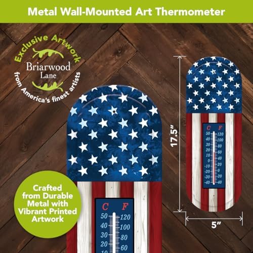Briarwood Lane Everyday Thermometer 17x6 Wooden Flag Thermometer
