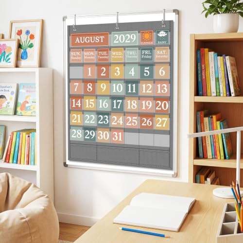 Boho Calendar Pocket Chart Set for Classroom, 118 Cards