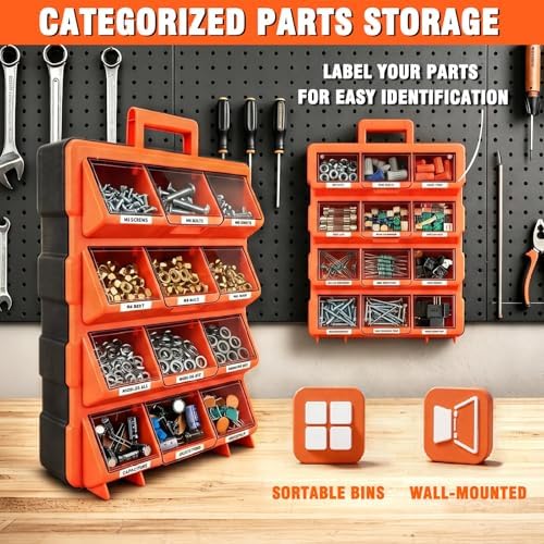 Tool Box Organizer,12-Compartment Portable Small Parts Organizer