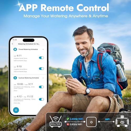 2 Zones WiFi Water Timer Brass Inlet and Outlet, Sprinkler Timer for Garden Hose, APP Remote Control WiFi Hose Timers with Gateway, Voice Control with Alexa, Rain Delay and Manual Mode for Watering