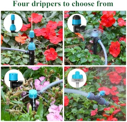 150FT Drip Irrigation System Kit with 2 Zone Water Timer for Garden